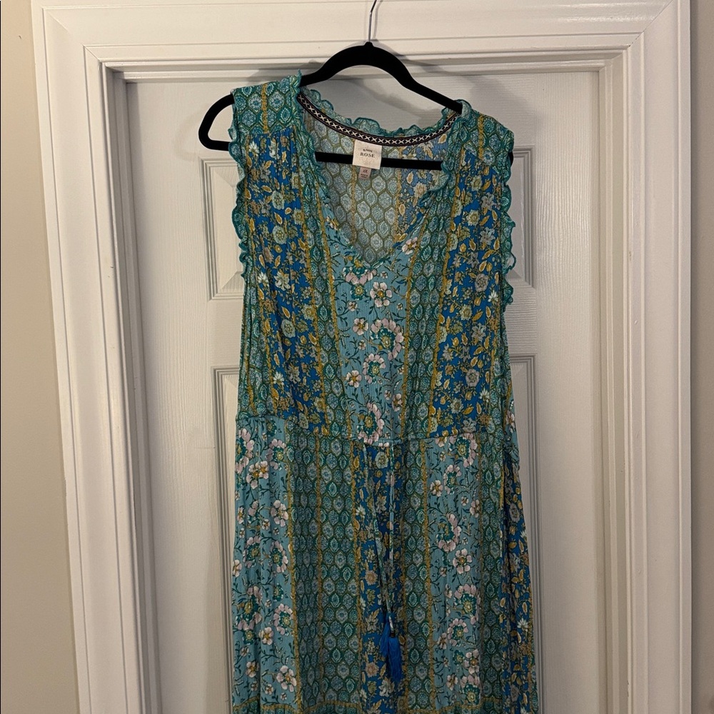 Knox Rose Teal Floral Midi Dress
